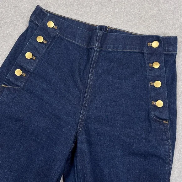 J.Crew Sailor Button Wide Leg Trouser Jeans Womens 27P (30x29) Dark Blue Denim - Picture 6 of 13